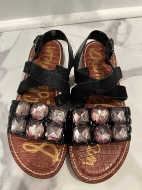 Sam Edelman Marni Style Crystal Leather Sandals Size 8